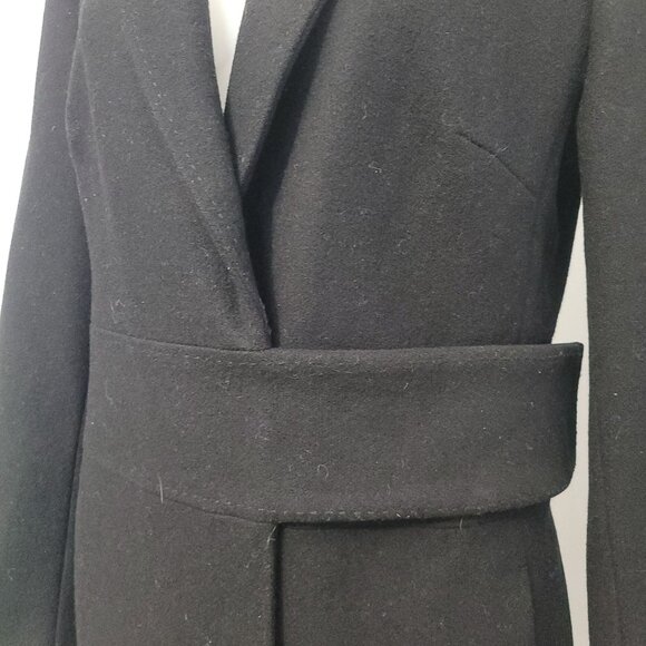 Express 90% wool wrap front overcoat women's size 9/10 in black - Picture 4 of 7
